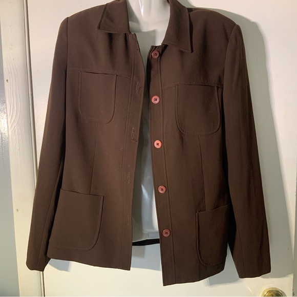 BOB MACKIE VINTAGE BROWN LEISURE SUIT STYLE BLAZER SUIT JACKET SZ 14 - Picture 3 of 7